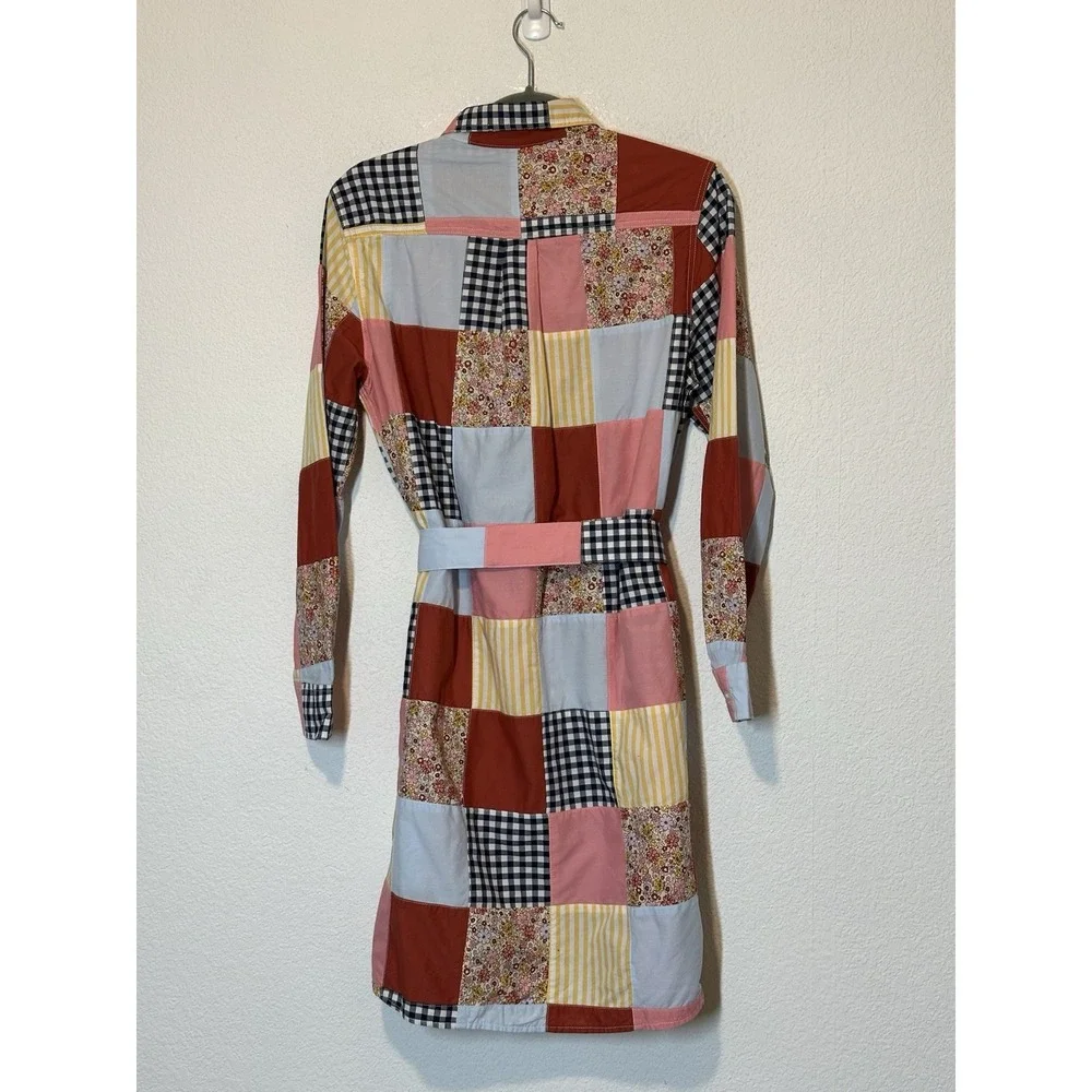 New Lands End Womens Petites MP 10-12 Patchwork‎ Shirt Dress Boho Western